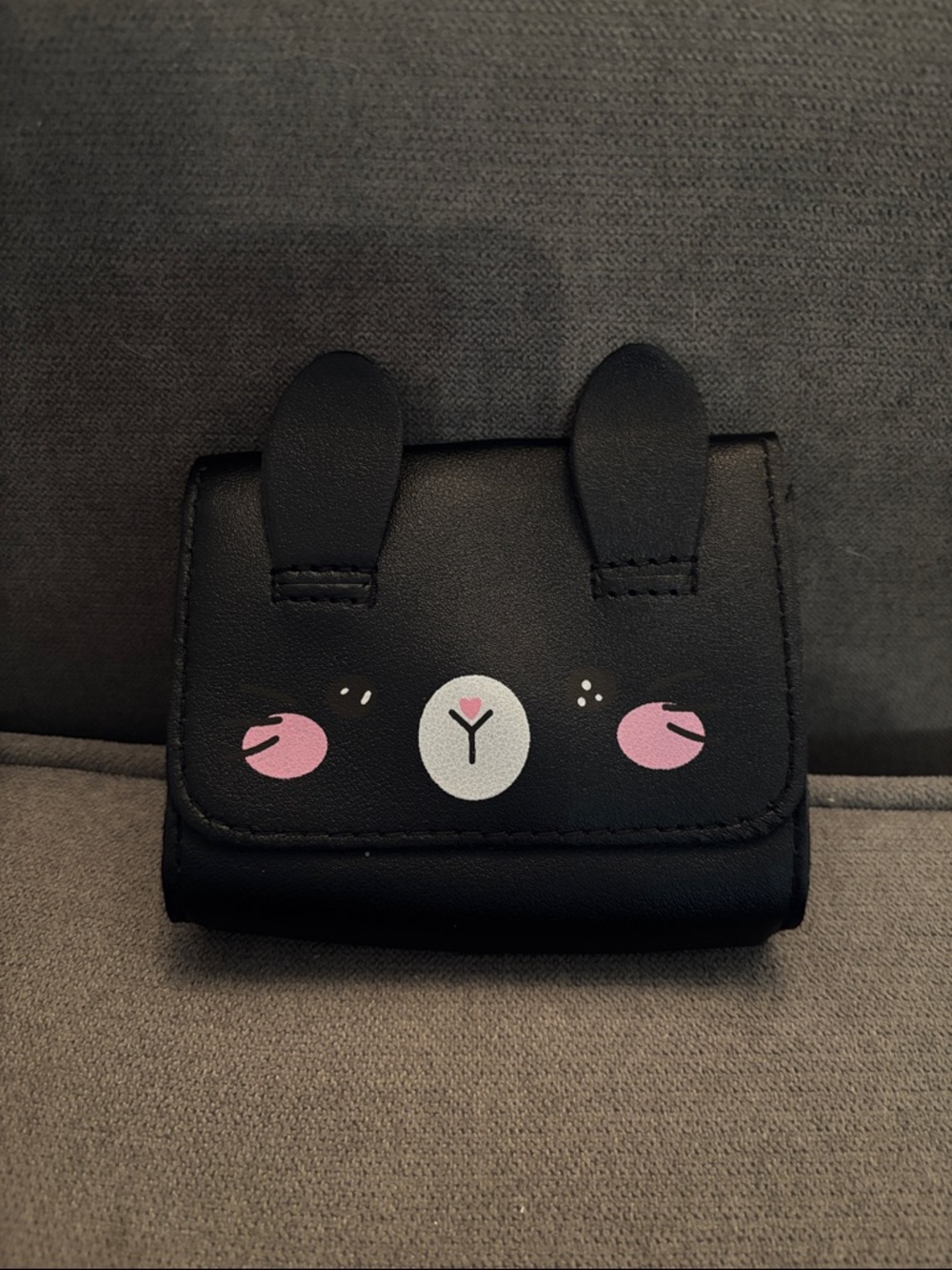 Kids Cute Bunny Coin Purse/Crossbody- Black with Pink Details